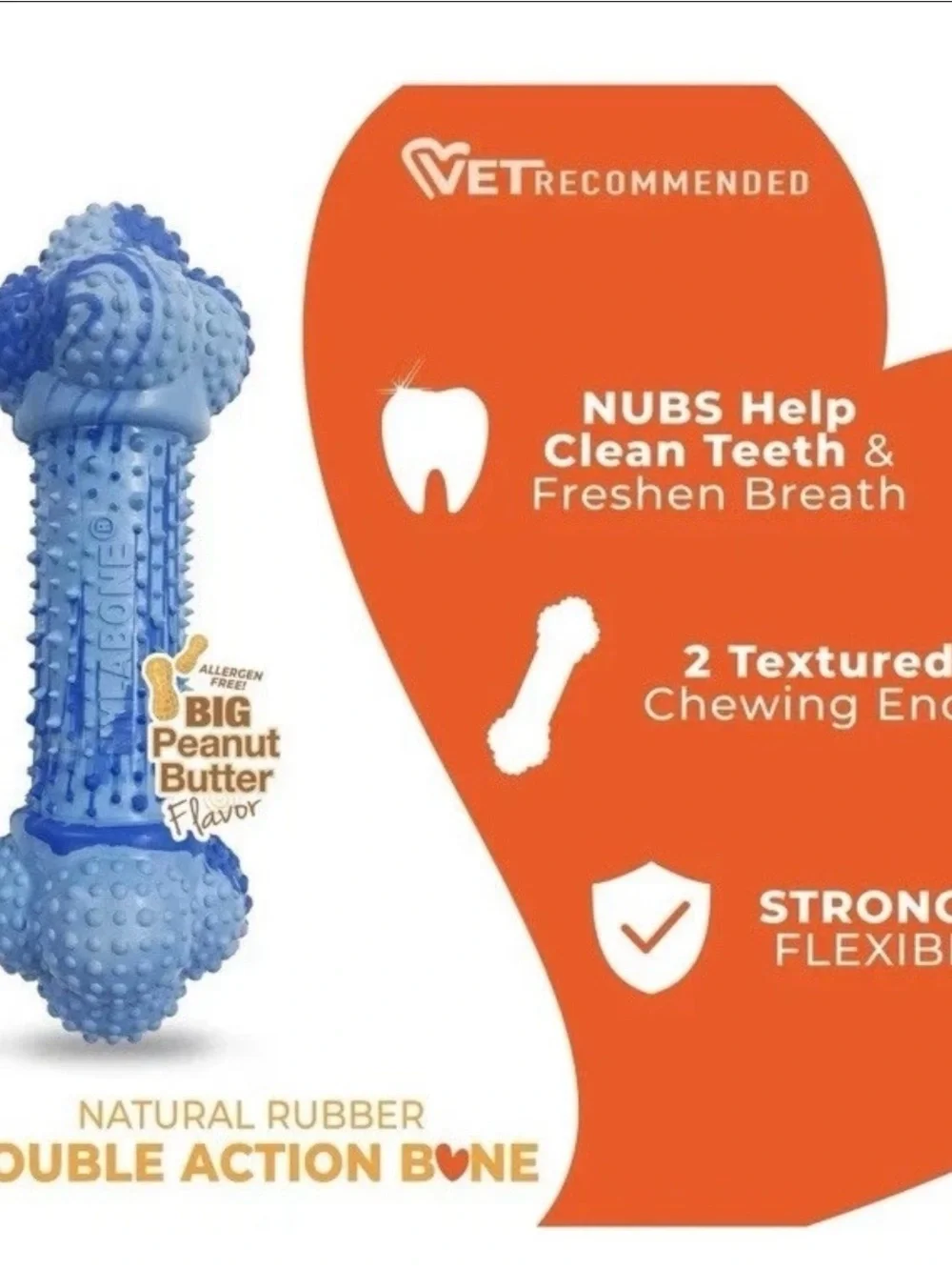 Nylabone Strong Chew Double Action Bone - Blue